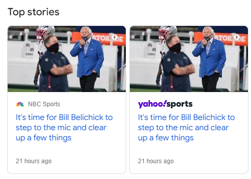 Top Stories tile that identifies the linked article as being published 21 hours ago.