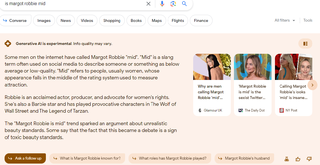 Screengrab of Google Search Generative Experience. The main text is the same as above.