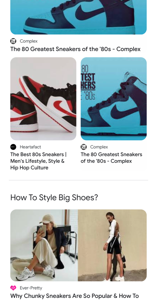 The third of ten screengrabs of the Explore feature for the query [what type of sneaker is best for running]